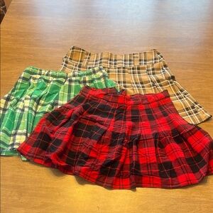 Plaid Women's Skirt Set - Red, Green, Tan